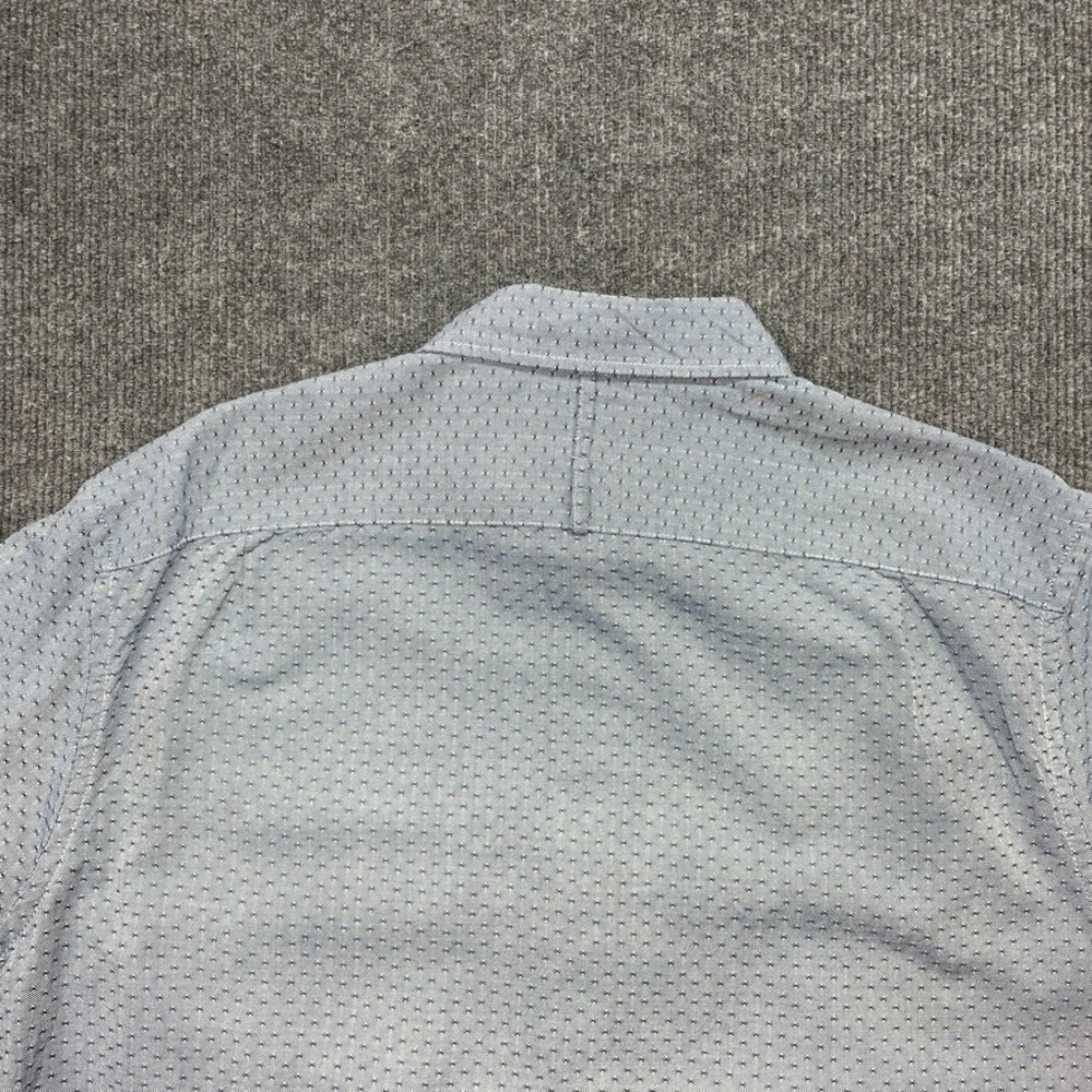 Banana Republic Mens M Tall Slim Fit Blue Dobby Long Sleeve Button Down Shirt - Picture 7 of 9